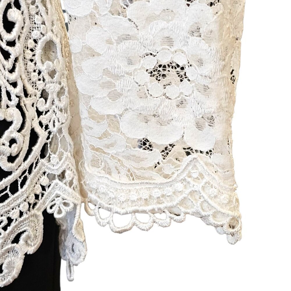 VTG Jessica McClintock Bridal White Lace‎ Cardigan Jacket Sheer Sz M Cottagecore - Picture 10 of 13